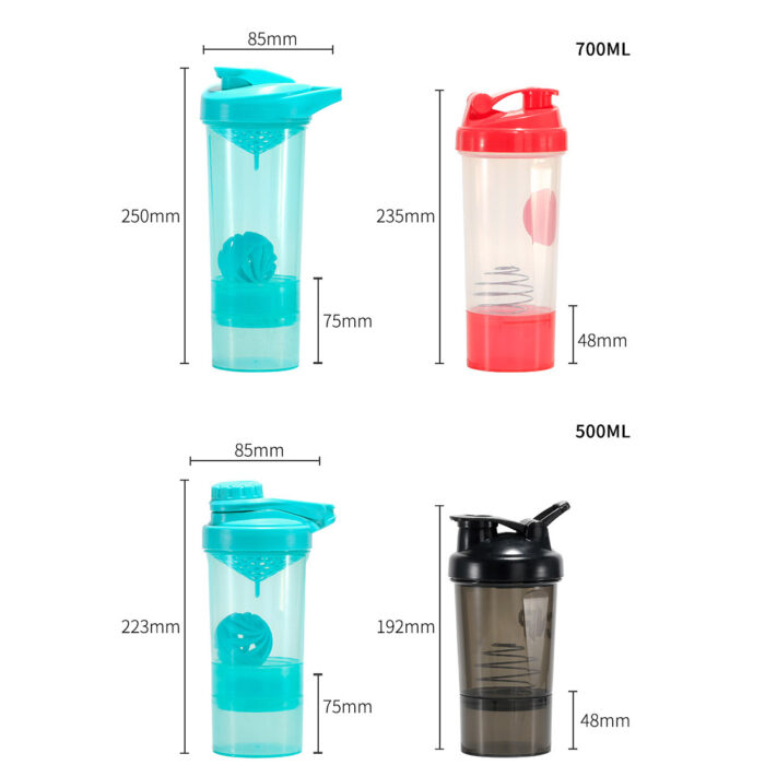 Shake Cup for Protein Powder with Storage Sports Water Bottle with Pill Tray Leak Proof