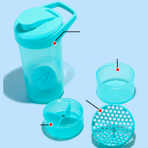 Shake Cup for Protein Powder with Storage Sports Water Bottle with Pill Tray Leak Proof