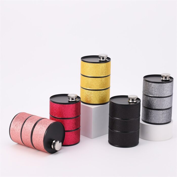 Stainless Steel Oil Drum Hip Flask 750ml Beer Barrel Wine Bottle Whiskey Liquor Container