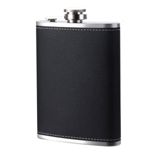 Wholesale PU Wrapped Stainless Steel Leather Hip Flask for Whisky for Men Women Travel Gift