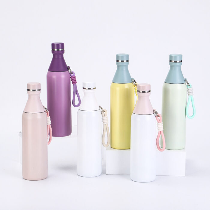 500ml Portable Vacuum Thermos Stainless Steel Travel Tumbler with Carrying Rope