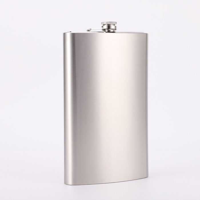 64 oz Large Capacity Whiskey Hip Flask Stainless Steel with Leather Cover for Outdoor Liquor Drinking