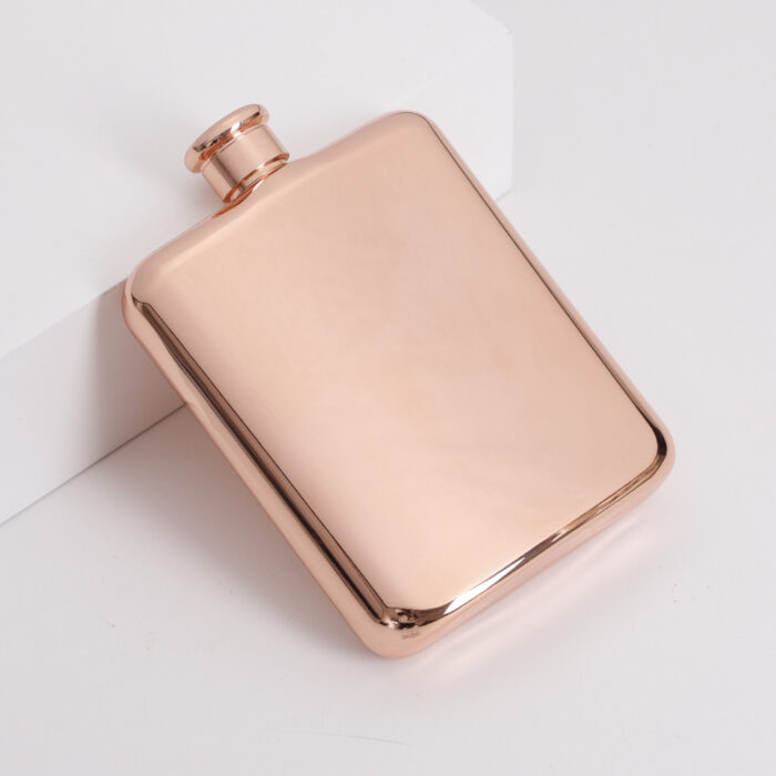 7oz Portable Thickened Stainless Steel Hip Flask Electroplated Rose Gold Square Shape for Camping