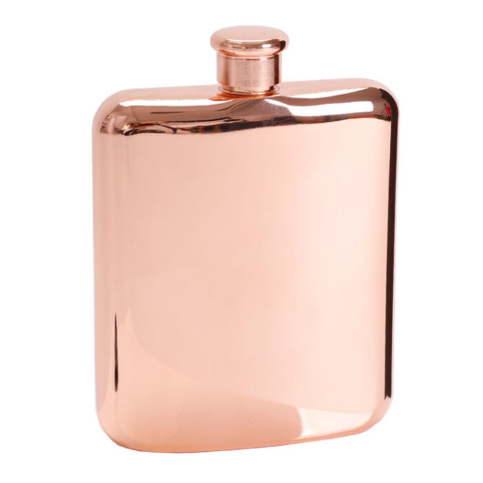 7oz Portable Thickened Stainless Steel Hip Flask Electroplated Rose Gold Square Shape for Camping