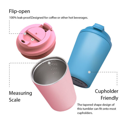 Custom 12 oz Insulated Travel Tumbler Double Wall Stainless Steel Reusable Leak-Proof Coffee Mug