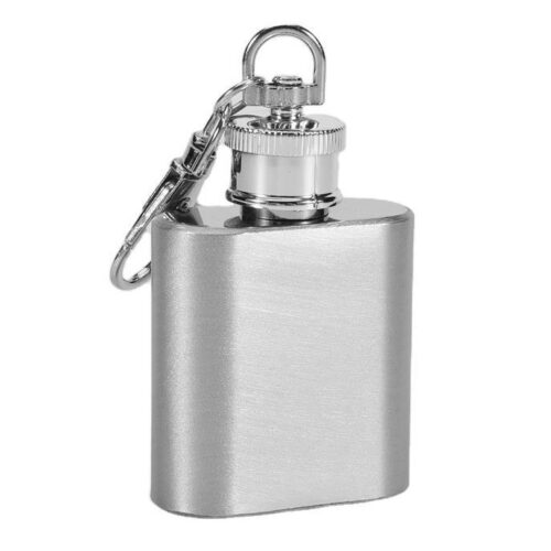 Custom Mini Stainless Steel Hip Flask Pocket Size Whiskey Bottle with Keychain for Men Women