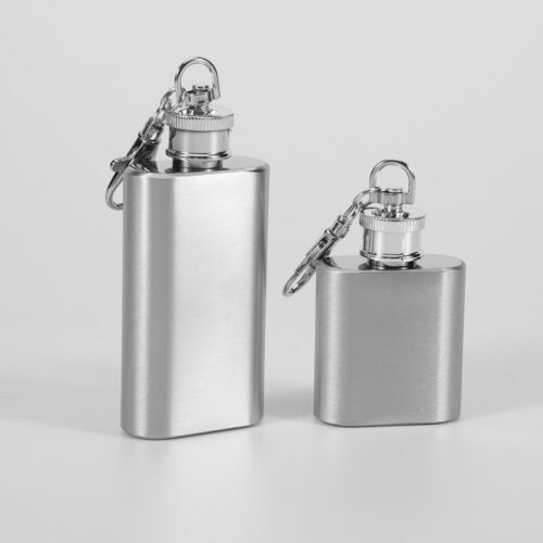 Custom Mini Stainless Steel Hip Flask Pocket Size Whiskey Bottle with Keychain for Men Women
