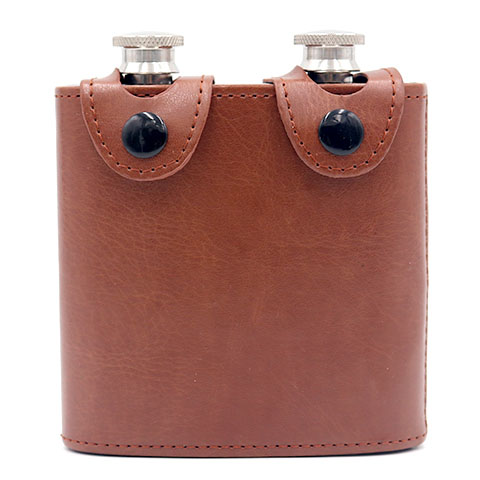 Double 3oz PU Leather Hip Flasks Wholesale Custom Couple Liquor Containers for Outdoors S4006A99