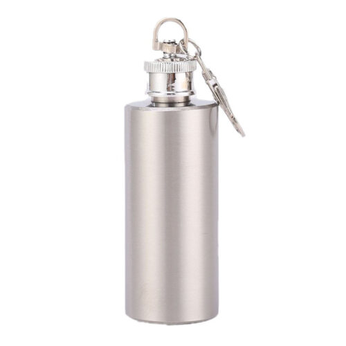 High Quality Stainless Steel Hip Flask Portable Mini Cylindrical Whiskey Wine Pot with Keychain
