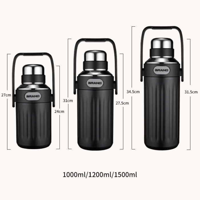 Hot and Cold Thermos Bottle Large Capacity Outdoor Water Jug Stainless Steel with Handle