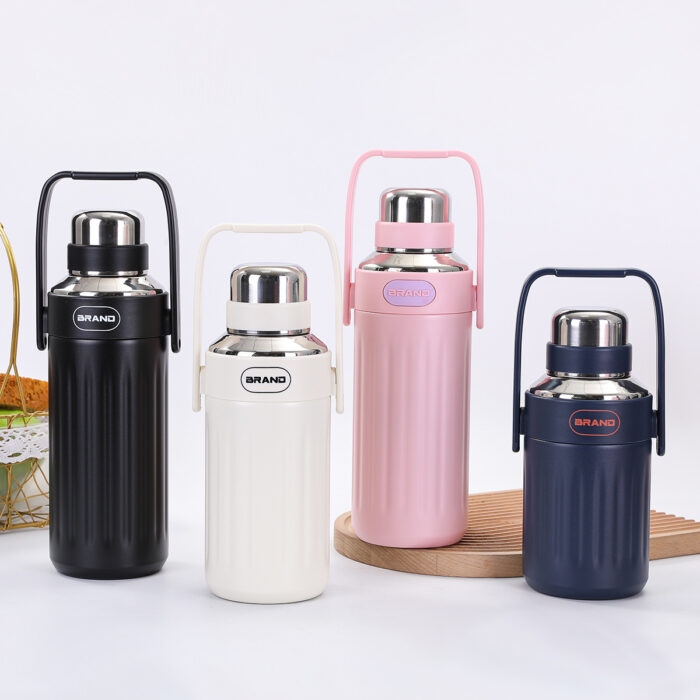 Hot and Cold Thermos Bottle Large Capacity Outdoor Water Jug Stainless Steel with Handle