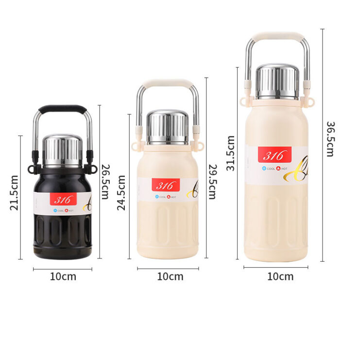 Large Capacity 316 Stainless Steel Portable Thermos Bottle Outdoor Water Jug with Handle