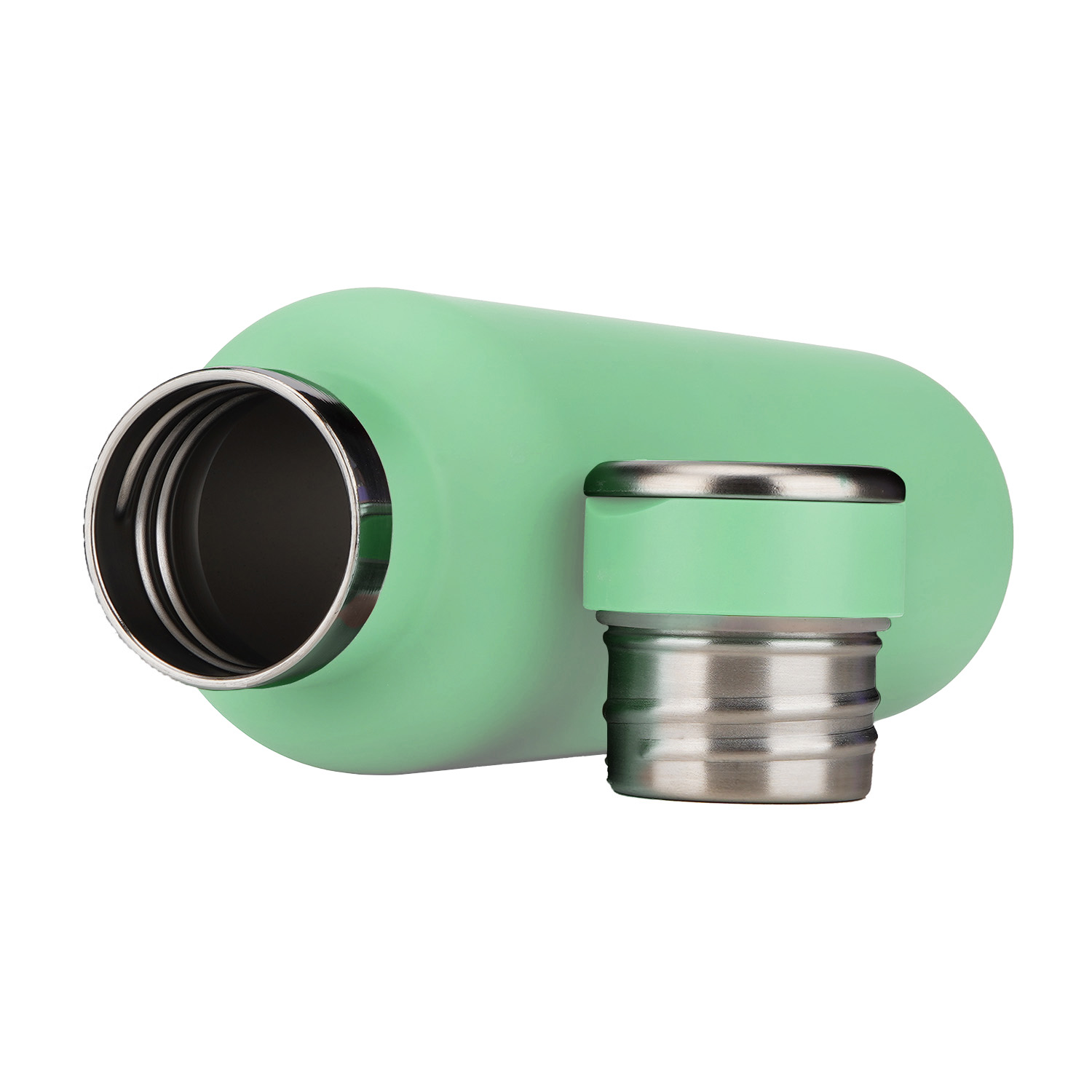 Standard Mouth Water Bottle Soft Touch Stainless Steel Metal Handle Hydro Vacuum Flask