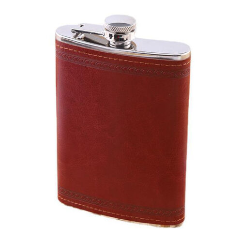 Wholesale Customized Portable Hip Flask Leather Wrapped Stainless Steel Wine Pot