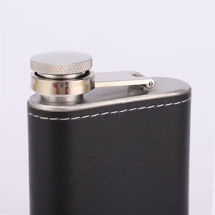 Wholesale Portable Thickened Hip Flask Mini Curved Stainless Steel Wine Bottle with Leather Sleeve