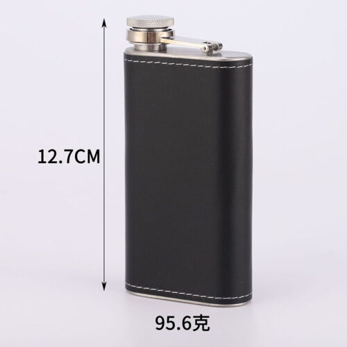 Wholesale Portable Thickened Hip Flask Mini Curved Stainless Steel Wine Bottle with Leather Sleeve