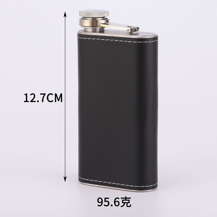 Wholesale Portable Thickened Hip Flask Mini Curved Stainless Steel Wine Bottle with Leather Sleeve