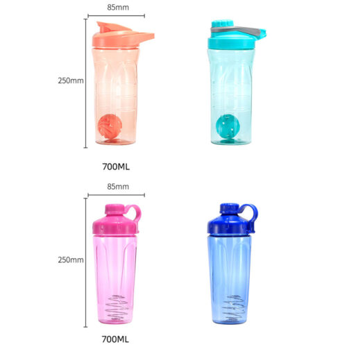 Gym Protein Shaker Cup Fitness Plastic Sports Water Bottle with Whisk Ball for Mixing Supplements