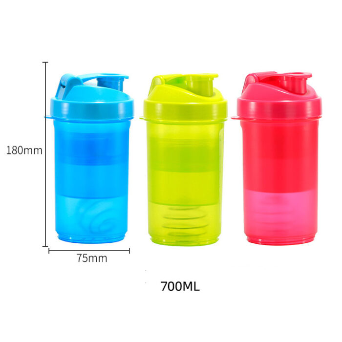 Protein Shaker Cup Gym Fitness Sports Bottle With Pill Organizer Powder Storage And Mix Ball