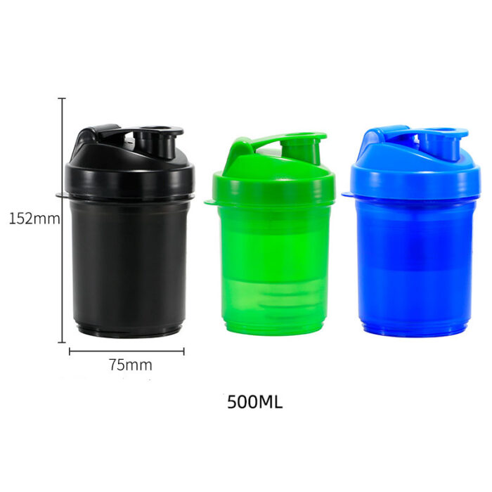 Protein Shaker Cup Gym Fitness Sports Bottle With Pill Organizer Powder Storage And Mix Ball