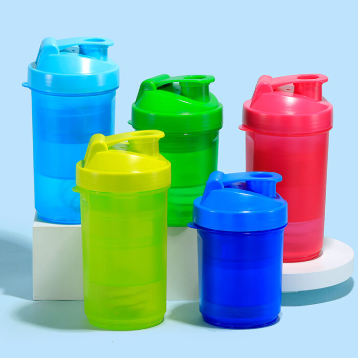 Protein Shaker Cup Gym Fitness Sports Bottle With Pill Organizer Powder Storage And Mix Ball