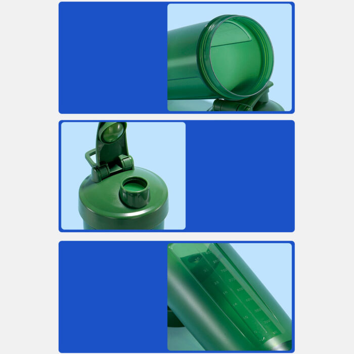 Sports Plastic Protein Shaker Bottles with Handle and Wide Mouth BPA Free Portable for Gym