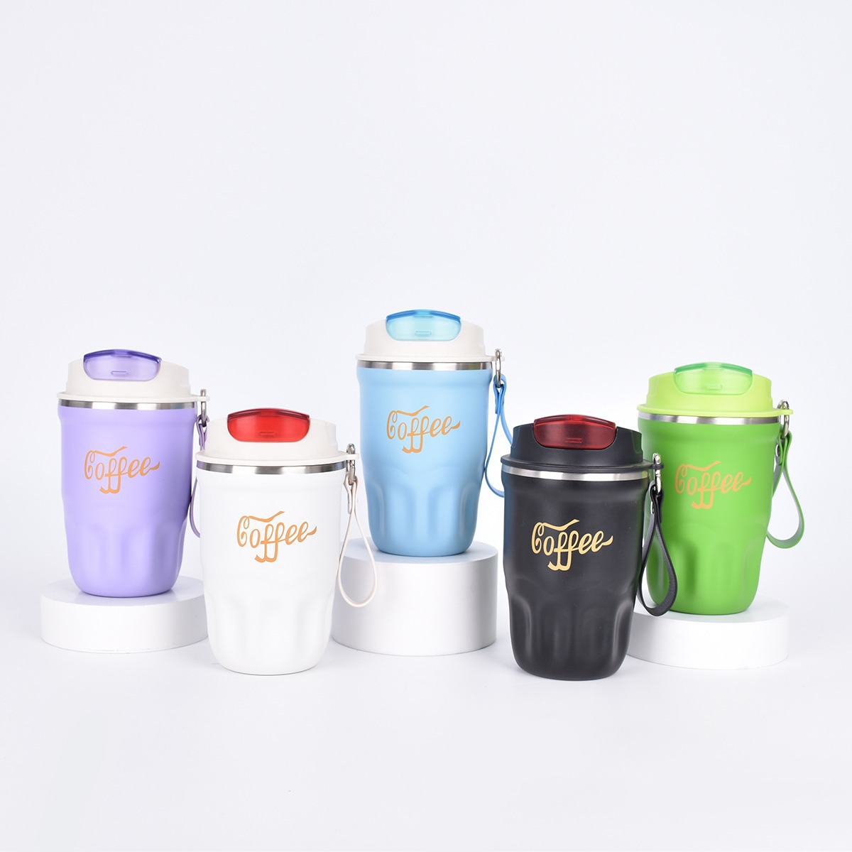 Custom Logo Reusable Stainless Steel Insulated Thermal Travel Coffee Mug Flask Bottle with Lid