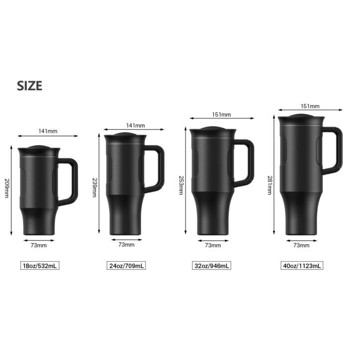 Double Wall Stainless Steel Insulated Tumbler Vacuum Coffee Mug with Handle & Straw for Travel