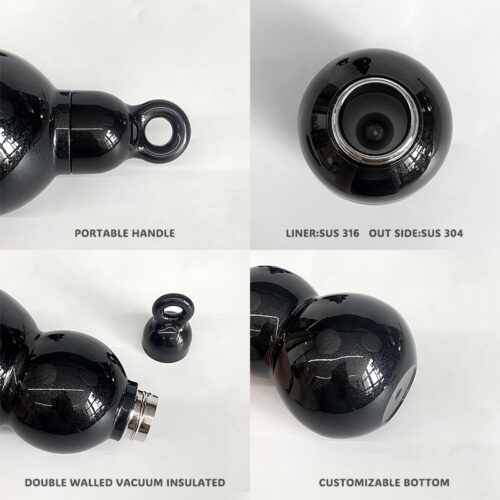 Outdoor Portable Gourd Water Bottle Stainless Steel Double Walled Vacuum Insulated Flask