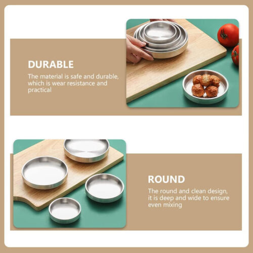 Stainless Steel Korean Kimchi Dish Double Layer Insulated Seasoning Plate for Dipping Sauces