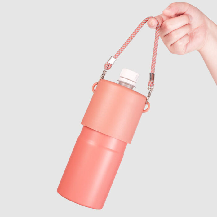 Portable Double Wall Beer Can Cooler Stainless Steel Insulated Cooling Jar with Rope