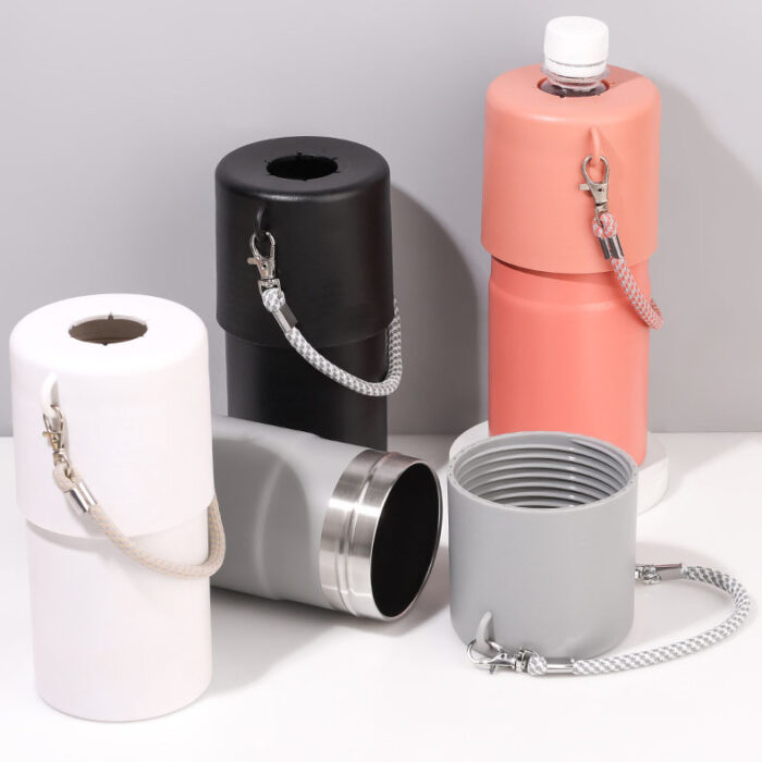Portable Double Wall Beer Can Cooler Stainless Steel Insulated Cooling Jar with Rope