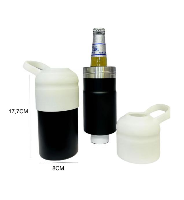 Portable Double Wall Can Bottle Cooler Stainless Steel Keeps Beverage Cold for Hours