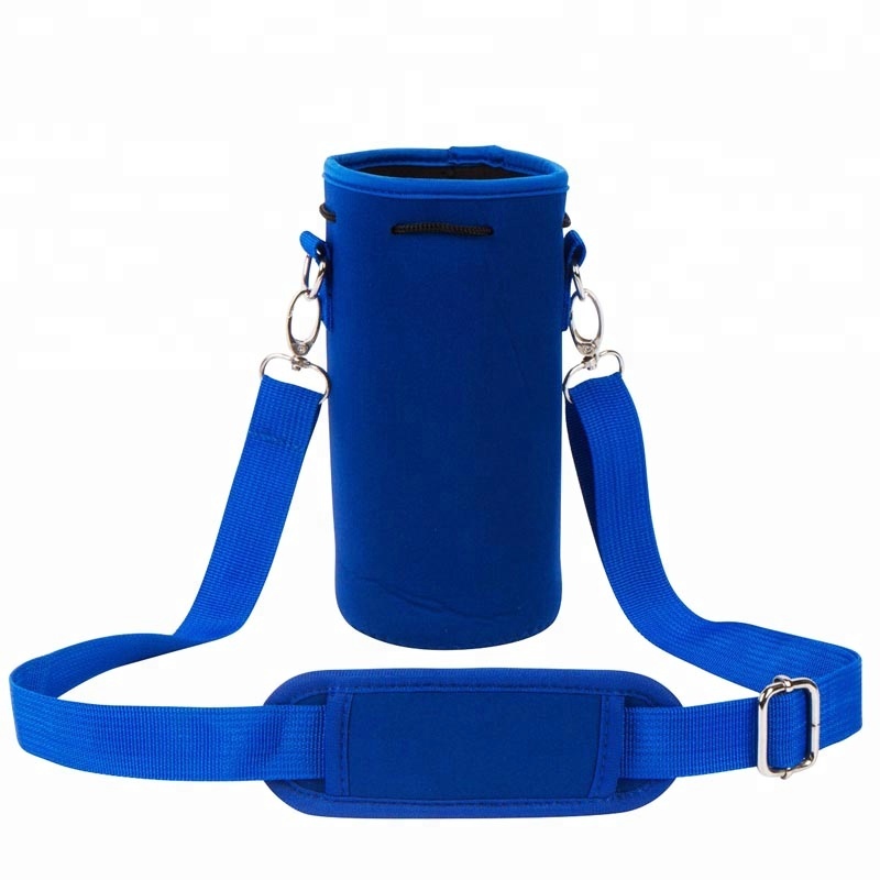 Custom Designed Neoprene Shoulder Carry Pouch for Water Bottles with Cup Covers