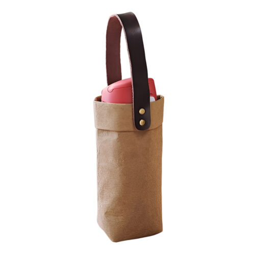 Insulated Washable Waterproof Sport Kraft Paper Crossbody Sling Carries Water Bottle Holder Bag