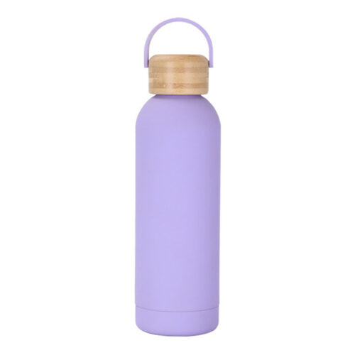 500ml Custom Engraving Narrow Mouth Insulated Bottle Stainless Steel with Bamboo Lid Ergonomic Handle Outdoor Sports Travel