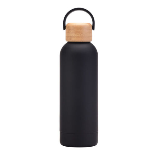 500ml Custom Engraving Narrow Mouth Insulated Bottle Stainless Steel with Bamboo Lid Ergonomic Handle Outdoor Sports Travel