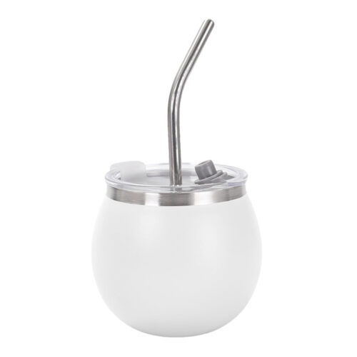 Custom Double-Walled Stainless Steel Yerba Mate Cup Bombilla Set Hot or Cold Tea with Straw and Cleaning Brush