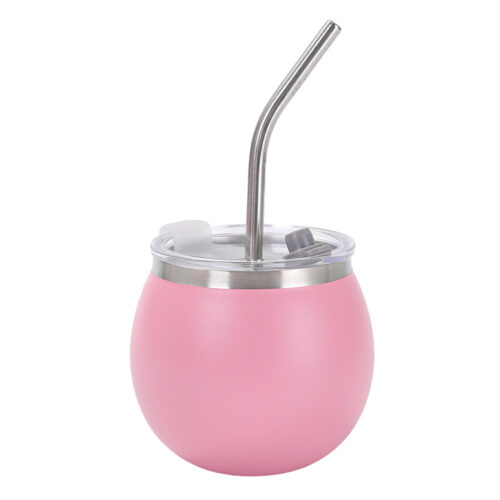 Custom Double-Walled Stainless Steel Yerba Mate Cup Bombilla Set Hot or Cold Tea with Straw and Cleaning Brush