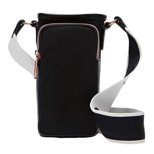 Custom Luxury Style Drawstring Insulated Crossbody Water Bottle Holder Carrier Bag with Removable Shoulder Strap