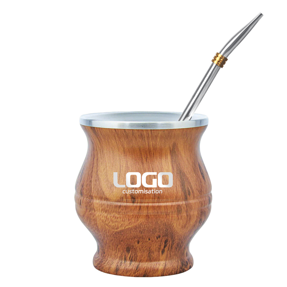 Custom Stainless Steel Yerba Mate Cup Bombilla Gourd Set Double Walled Tumbler With Straw and Cleaning Brush