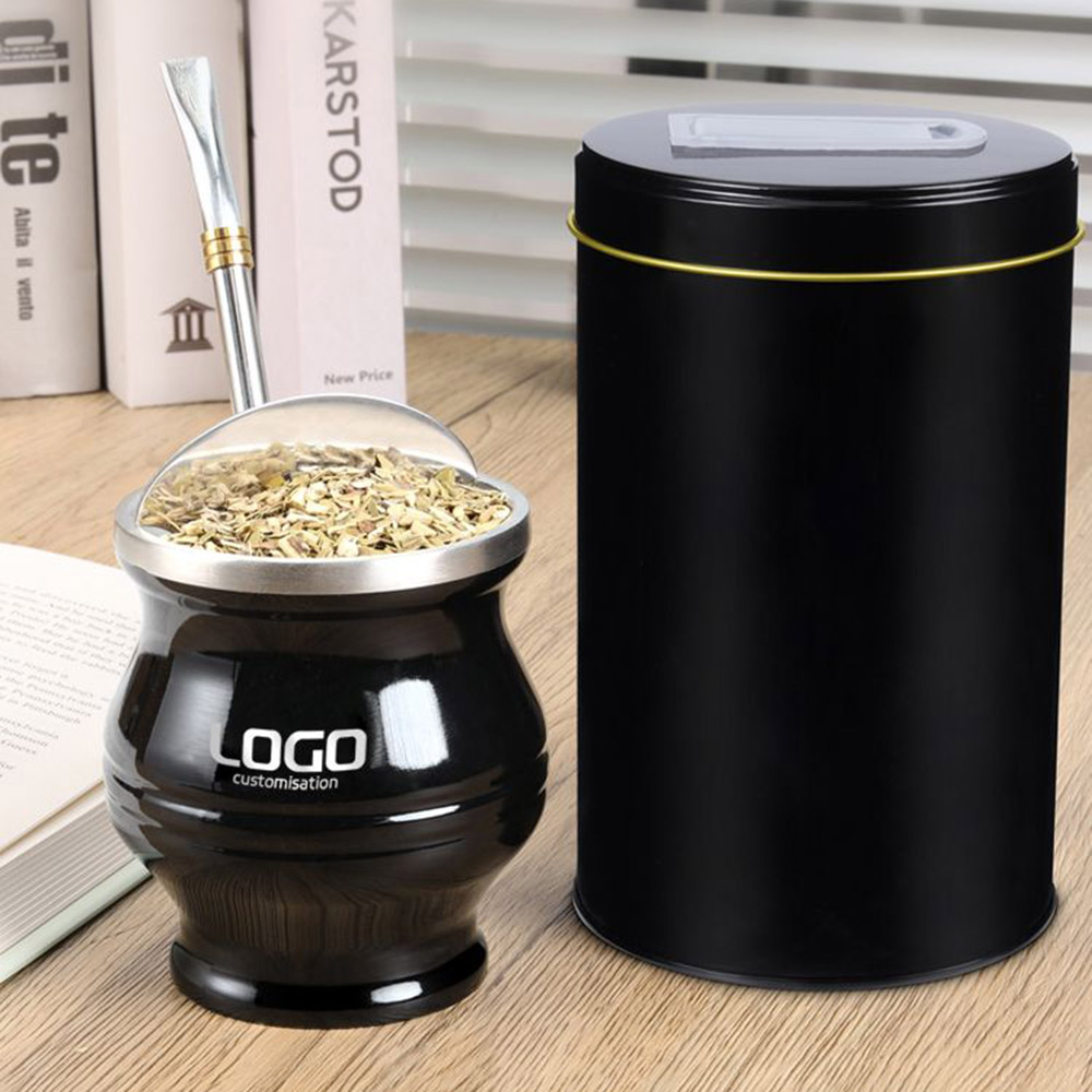 Custom Stainless Steel Yerba Mate Cup Bombilla Gourd Set Double Walled Tumbler With Straw and Cleaning Brush
