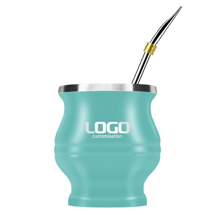 Custom Stainless Steel Yerba Mate Cup Bombilla Gourd Set Double Walled Tumbler With Straw and Cleaning Brush