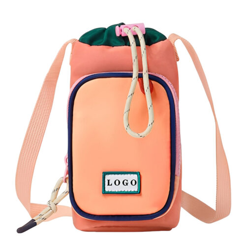 Fashionable Travel Drawstring Insulated Crossbody Water Bottle Sling Carrier Holder Bag With Shoulder Strap