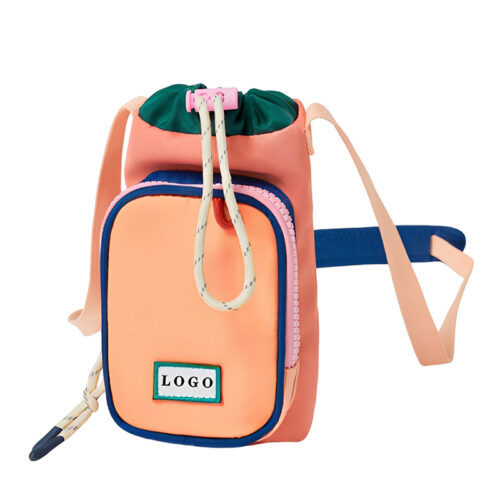 Fashionable Travel Drawstring Insulated Crossbody Water Bottle Sling Carrier Holder Bag With Shoulder Strap