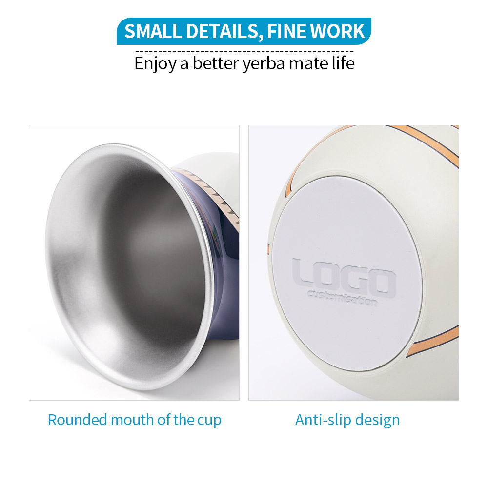 Gauchos Classical Style Customized LOGO 304 Stainless Steel Tumbler Gourd Shaped Yerba Mate Cup with Straw