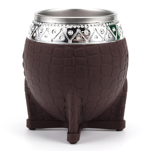 Wholesale 180ML Double Wall Stainless Steel 188 Liner Yerba Mate Gourds Silicone Leather Pattern Travel Mug