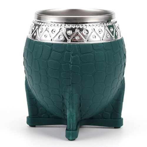 Wholesale 180ML Double Wall Stainless Steel 188 Liner Yerba Mate Gourds Silicone Leather Pattern Travel Mug