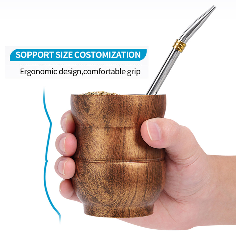 Wholesale Modern South American Design Stainless Steel Tea Mug Vacuum-Insulated Yerba Mate Cup with Bombilla Straw for Coffee