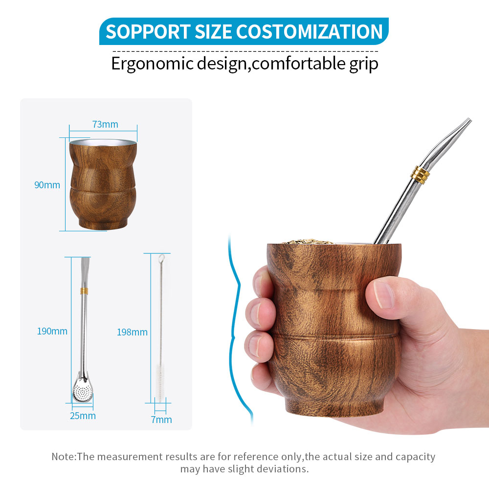 Wholesale Modern South American Design Stainless Steel Tea Mug Vacuum-Insulated Yerba Mate Cup with Bombilla Straw for Coffee